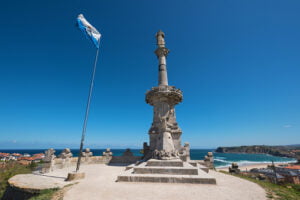 Nineteenth century Monument to Marques of Comillas, Comillas, Cantabria, Spain.